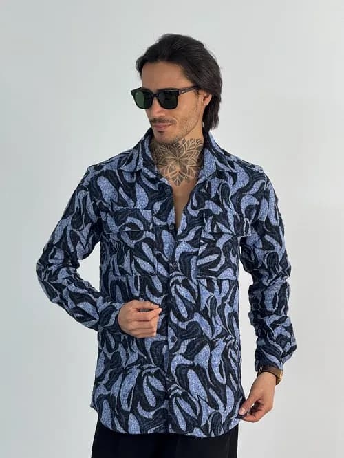 پیراهن پشمی طرحدار مردانه کد 20602 — تصویر ۳