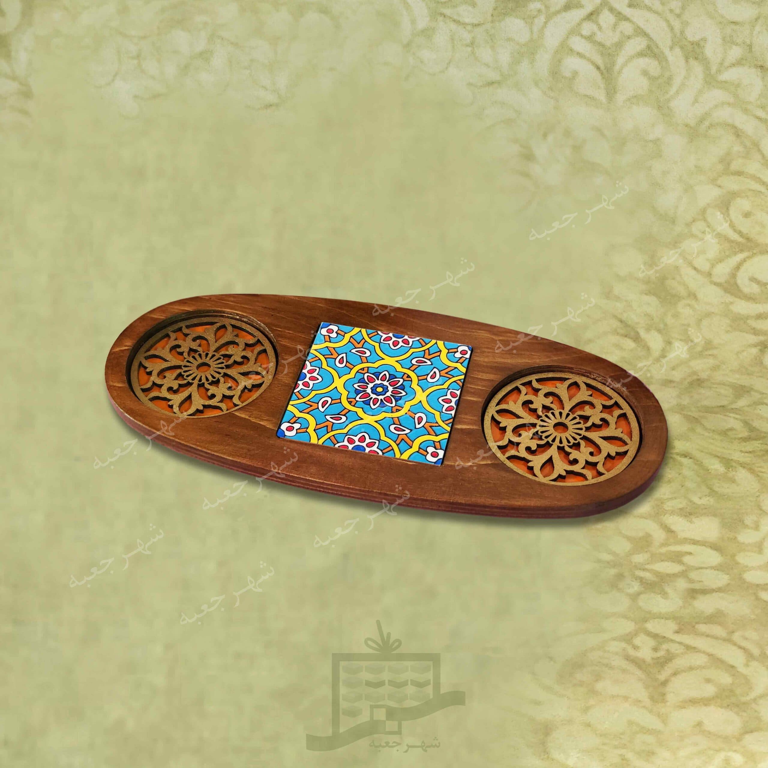زیر لیوانی چوبی (طرح B12.2.25) -شیک،فانتزی،سنتی،قهوه،ماگ،چایی،کاشی،خاص