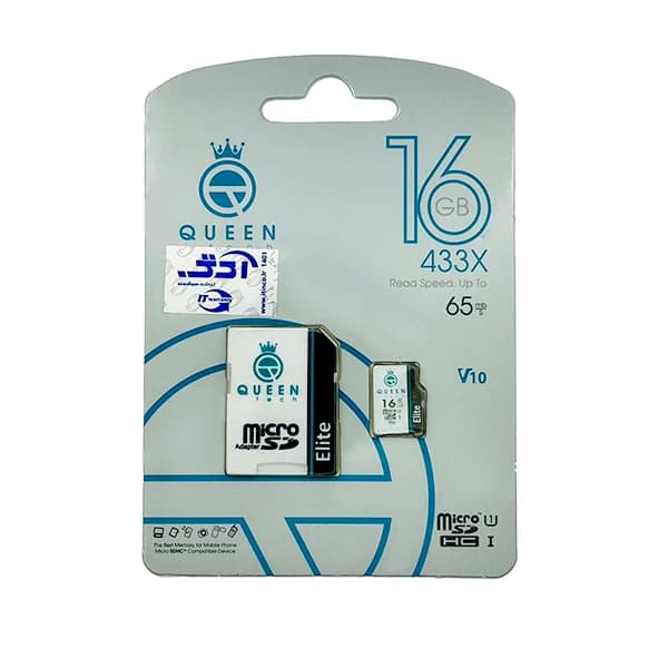 کارت حافظه microSDXC کوئین تک مدل 433X کلاس 10 استاندارد U1 سرعت 65MB/s به همراه آداپتور ظرفیت 16 گیگابایت