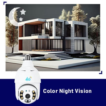دوربین لامپی 4مگاپیکسل سیم کارت خور چرخشی V380 دید در شب رنگی وارم لایت — تصویر ۴