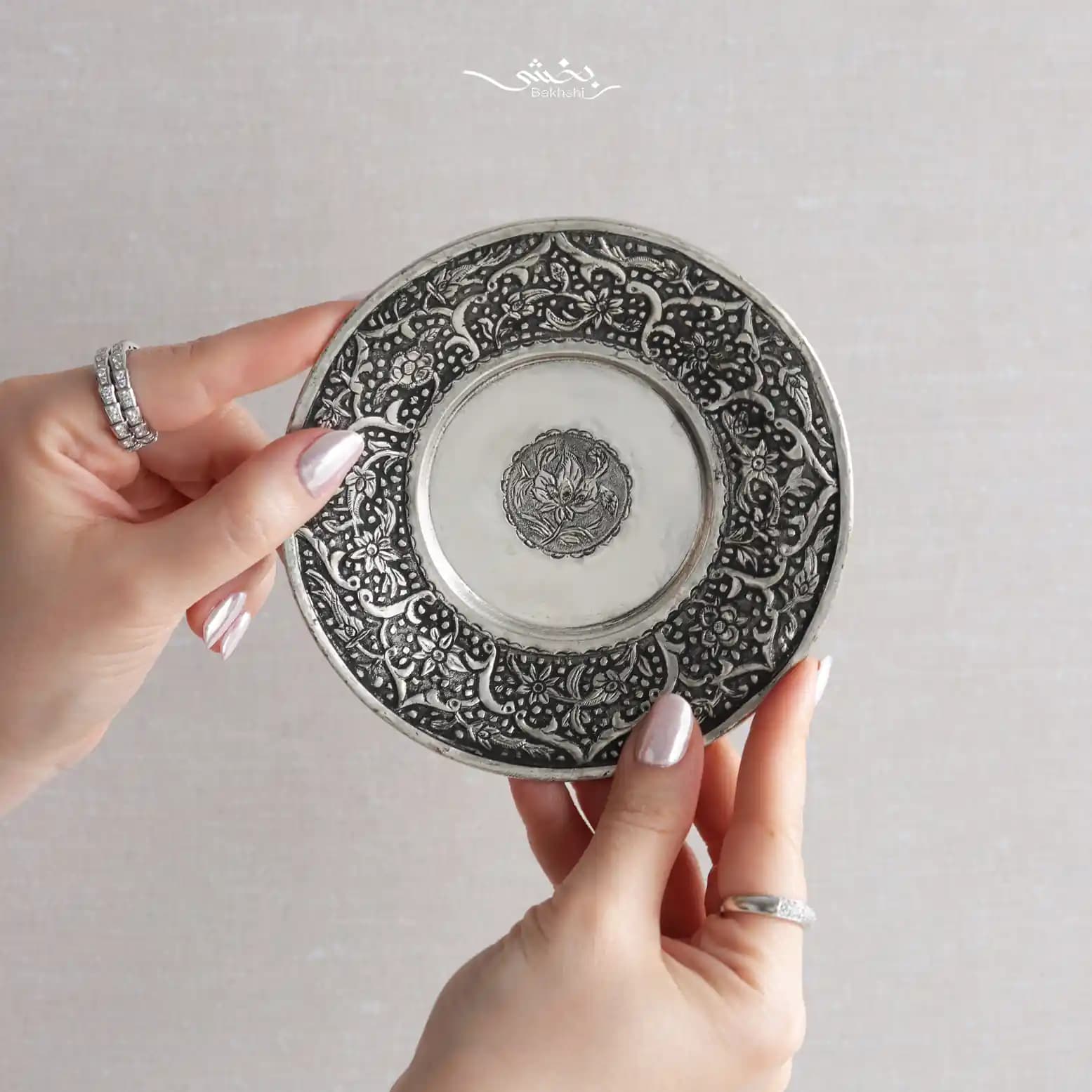 نعلبکی پایه گلوله ای شش عددی گل و بوته درجه یک