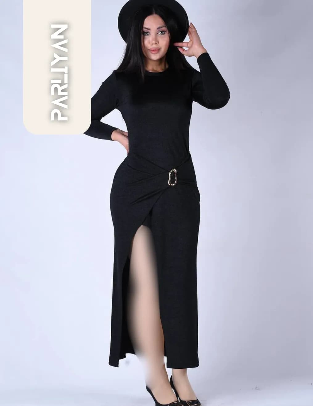 پیراهن ماکسی بلند چاکدار زنانه پارلین | PA66992 — تصویر ۴