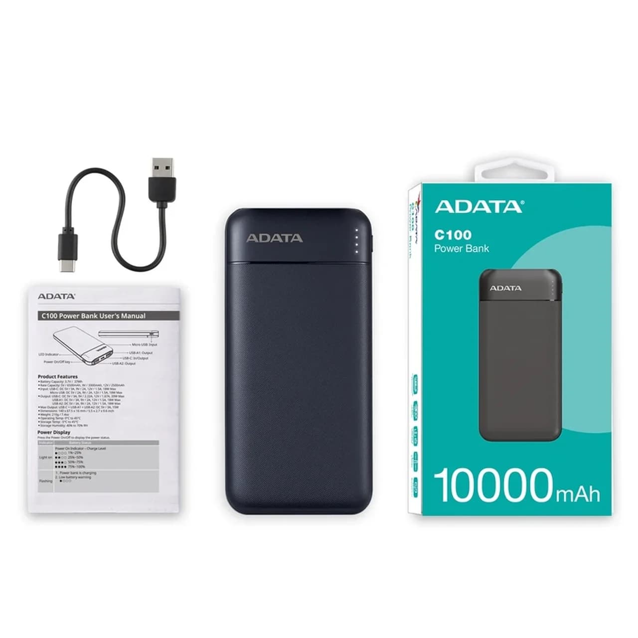 پاوربانک فست شارژ ADATA 10000mAh مدل C100 — تصویر ۸