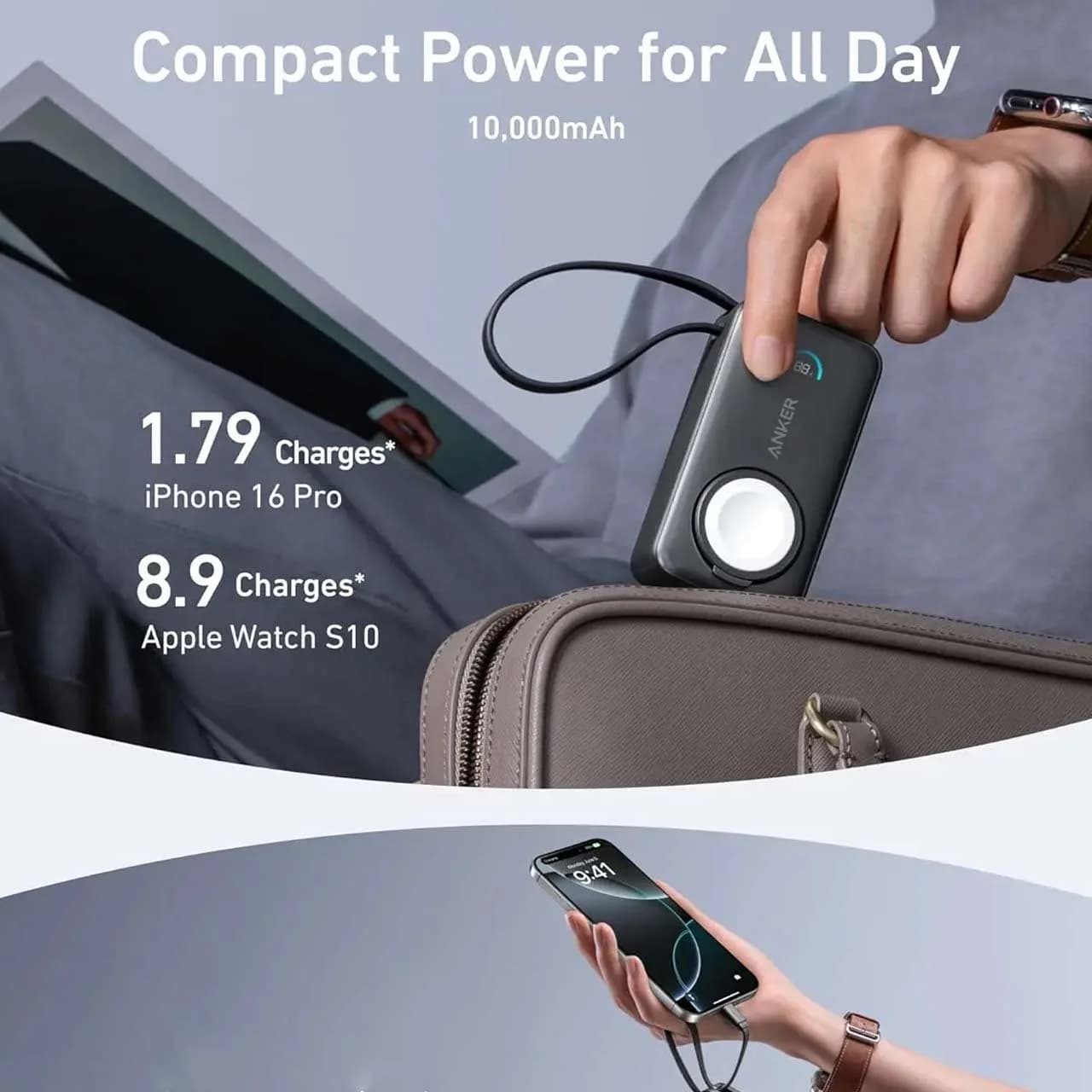 پاوربانک فست شارژ ANKER 10000mAh مدل A1657 35W — تصویر ۳