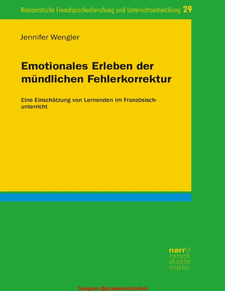 کتاب Emotionales Erleben der mündlichen Fehlerkorrektur (تجربه عاطفی اصلاح خطای شفاهی) نسخه آلمانی PDF