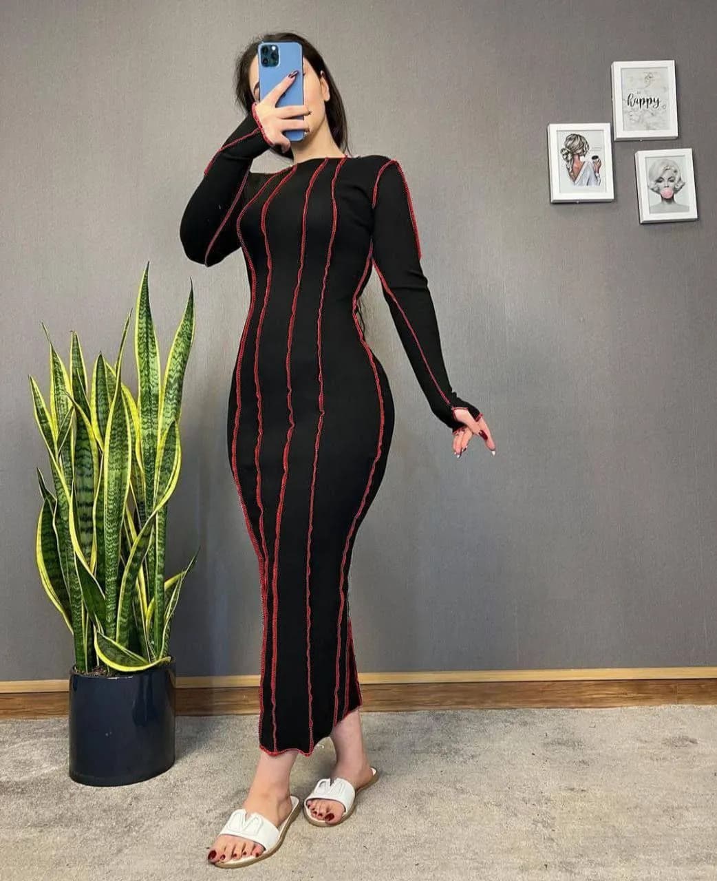 پیراهن زنانه بلند با جنس فانریپ پنبه کبریتی pa-006 — تصویر ۳