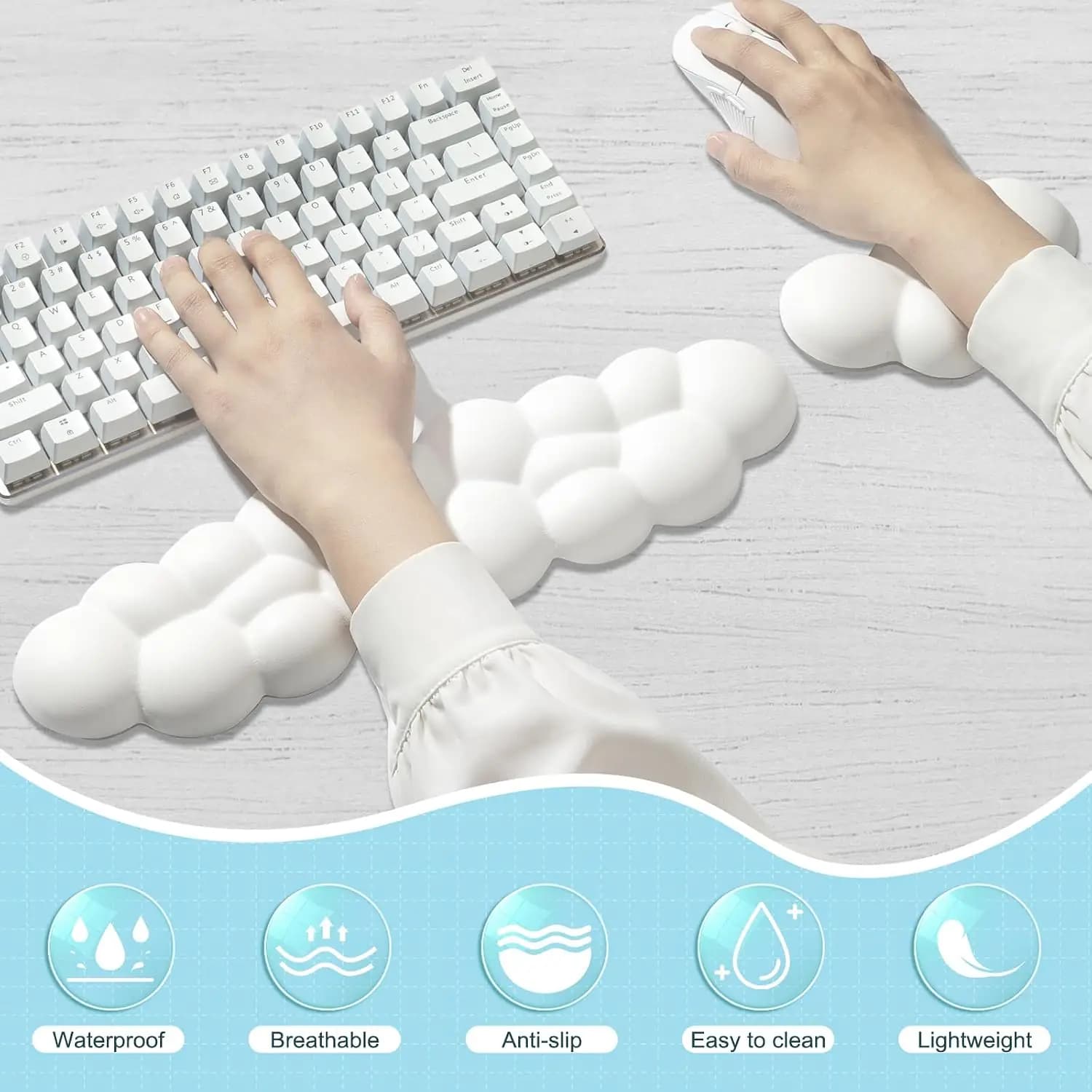 استند مچ کیبورد لئولی | Leolee مدل CD001 | ست Cloud Wrist Rest & Mouse — تصویر ۳
