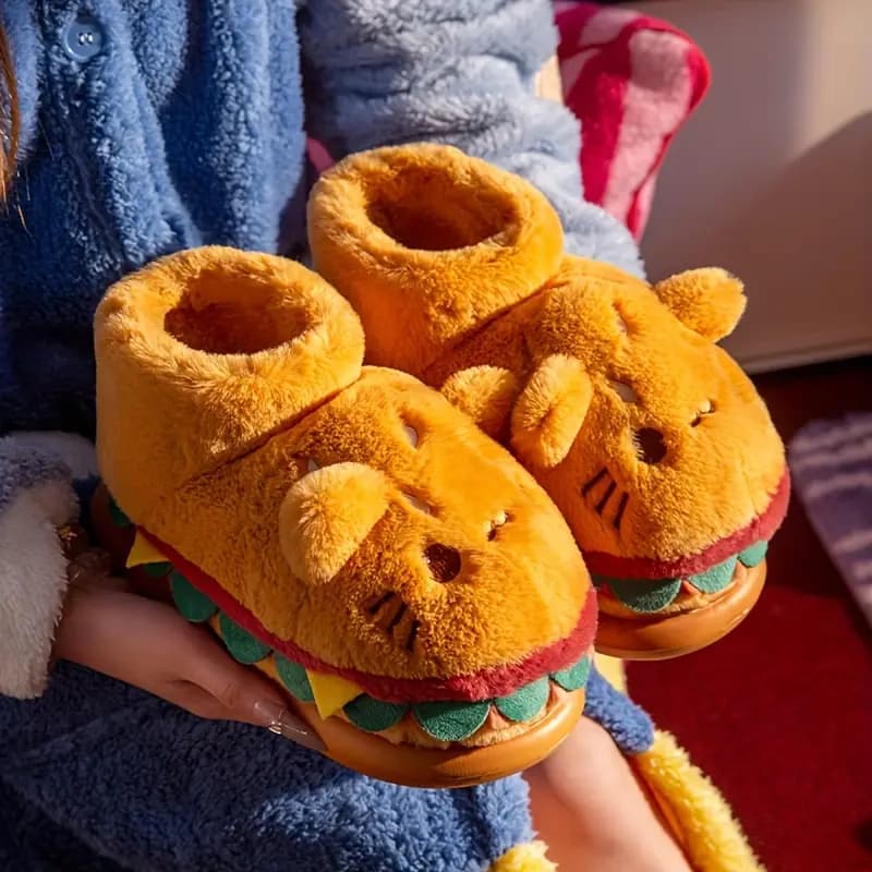 کفش/دمپایی فانتزی طرح کارتونی همبرگر گربه — تصویر ۴