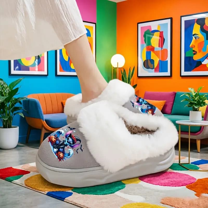 دمپایی زمستانی فانتزی زنانه ضدلغزش با زیره ضخیم EVA — تصویر ۳