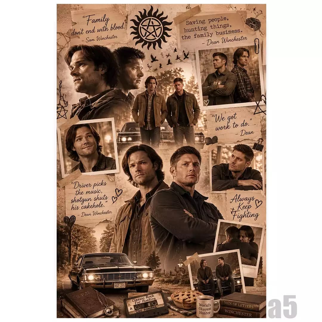 پوستر کلاژ طرح خاطرات و جملات سریال سوپرنچرال Supernatural