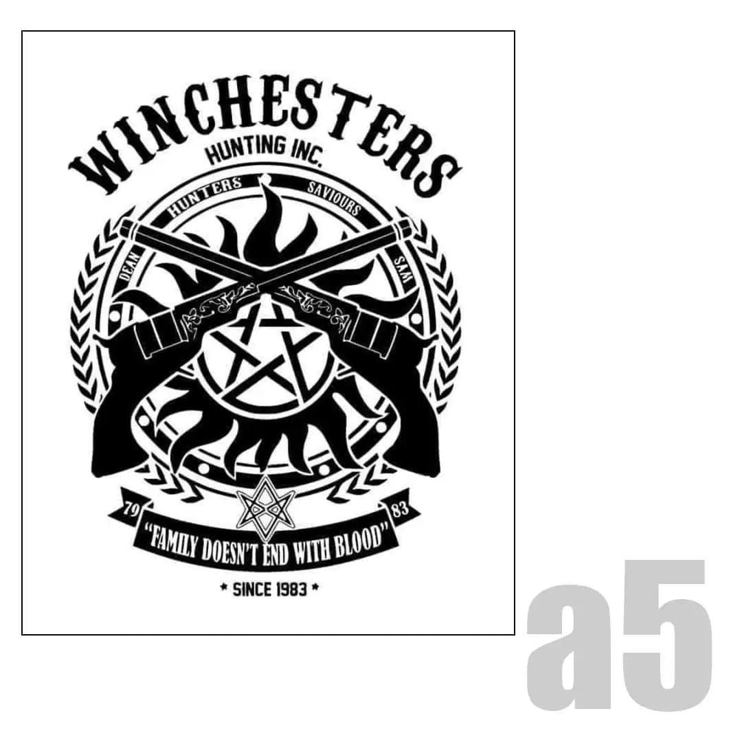 پوستر طرح وینچسترها و لوگوی شکارچیان سریال سوپرنچرال Supernatural