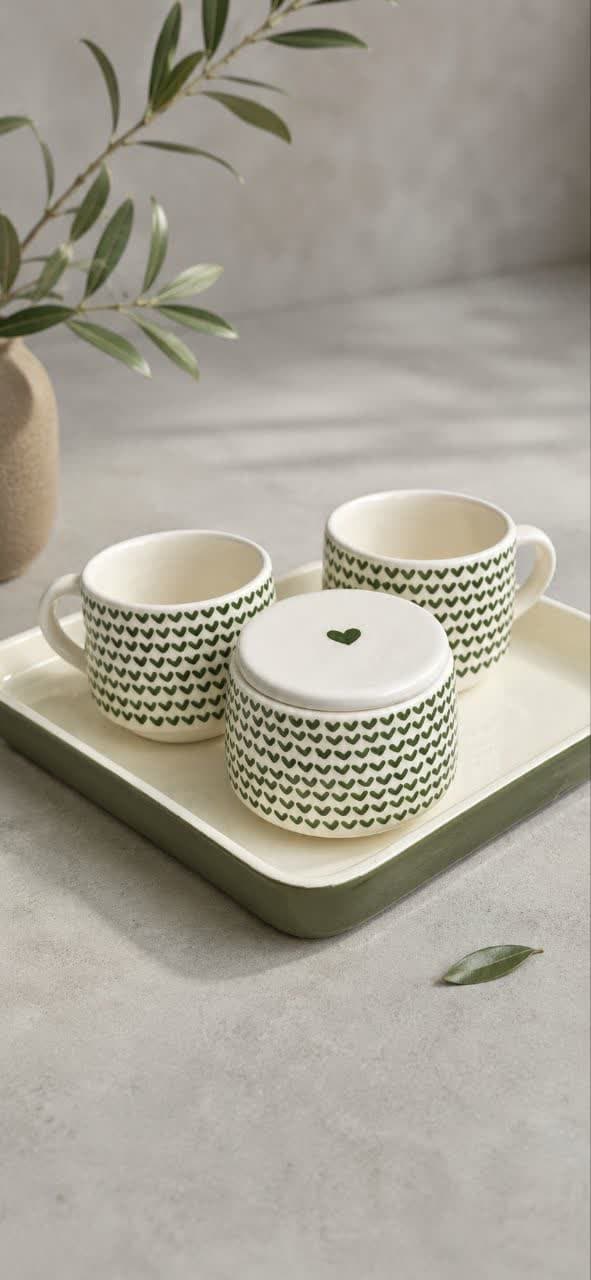 چای خوری دو نفره مربع طرح قلبی