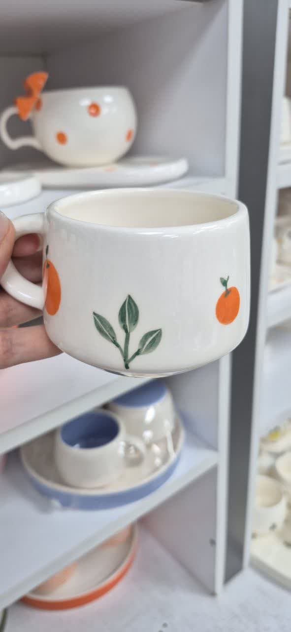 چای خوری دو نفره سرامیک پرتقال — تصویر ۵