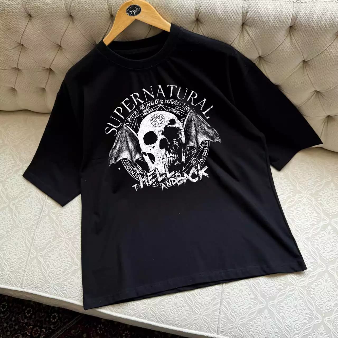 تیشرت نخ پنبه طرح اسکلت سریال سوپرنچرال Supernatural — تصویر ۲