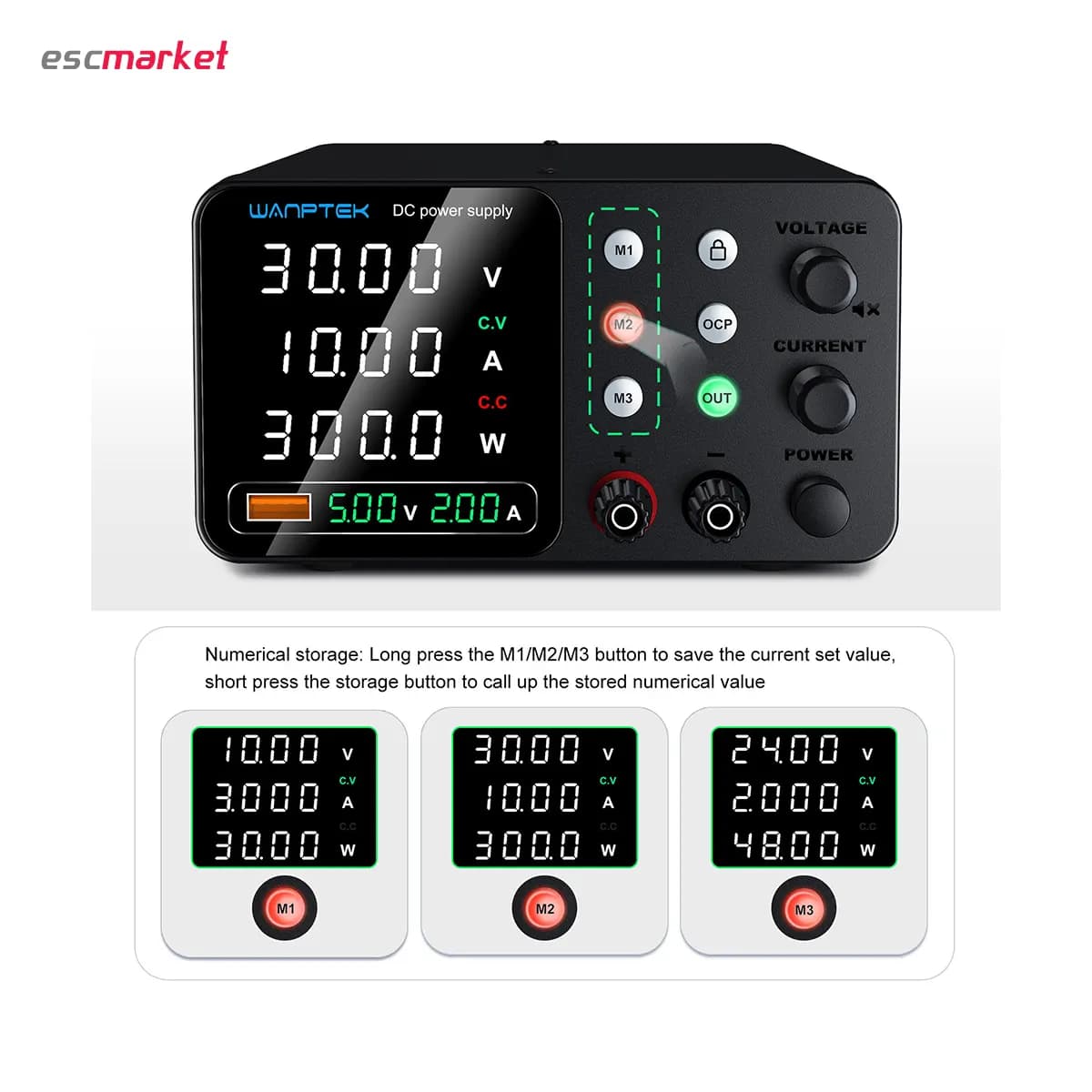 منبع تغذیه 30 ولت 10 آمپر سویچینگ WANPTEK مدل TPS-C3010 — تصویر ۴