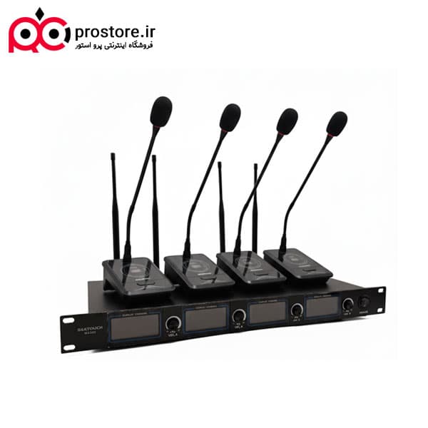 سیستم میکروفون بی سیم کنفرانس سی تاچ دارای باطری قابل شارژ مدل PR22MX500