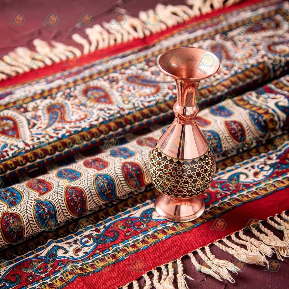 گلدان مس و خاتم و رومیزی قلمکار اعلا
