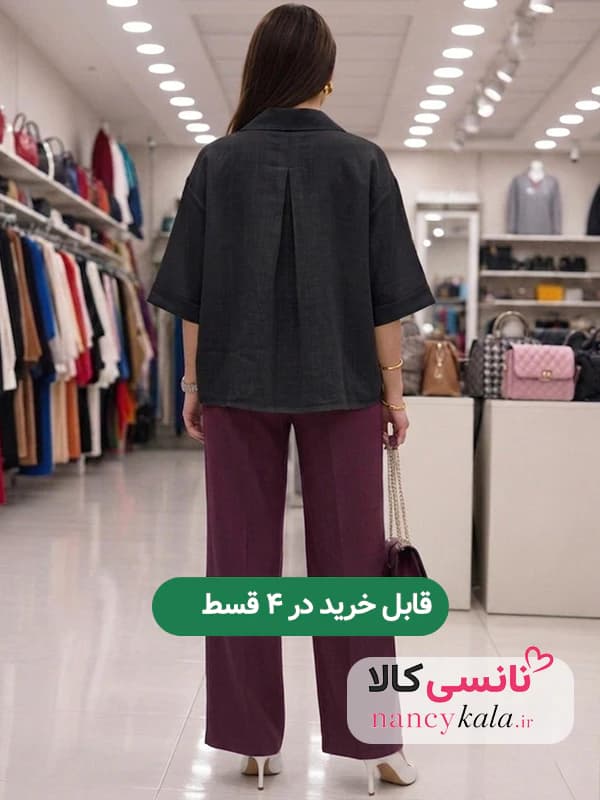 شومیز شیشه ای زنانه مشکی لطیف فری سایز 38 تا 46 — تصویر ۲