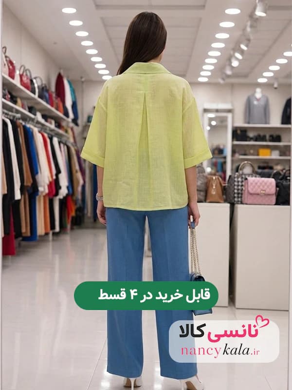 شومیز شیشه ای زنانه زرد لطیف فری سایز 38 تا 46 — تصویر ۲