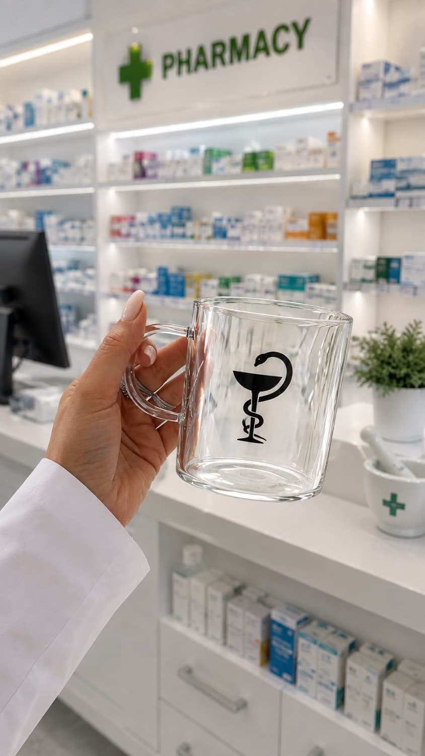 ماگ شیشه ای طرح داروسازی کد MUG-006 — تصویر ۲