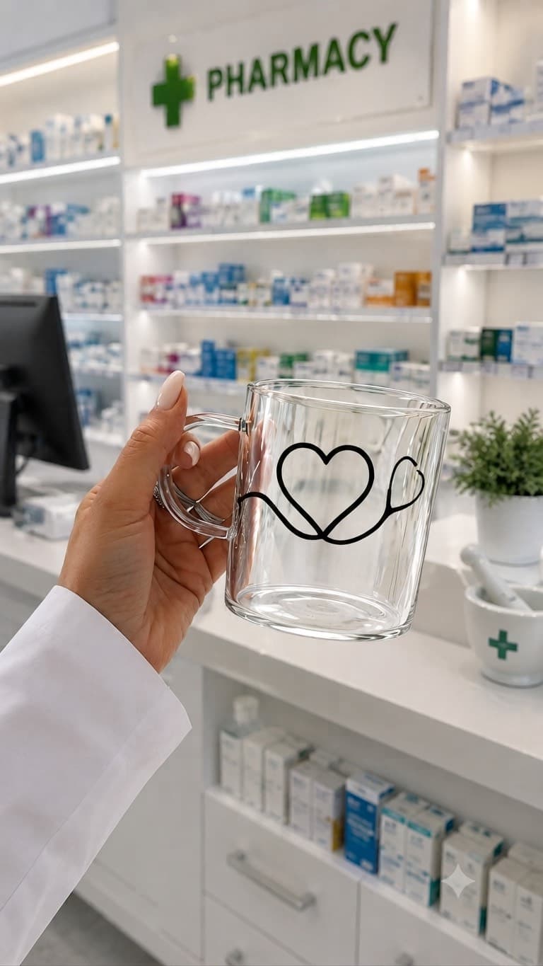 ماگ شیشه ای طرح استتوسکوپ کد MUG-002 — تصویر ۲