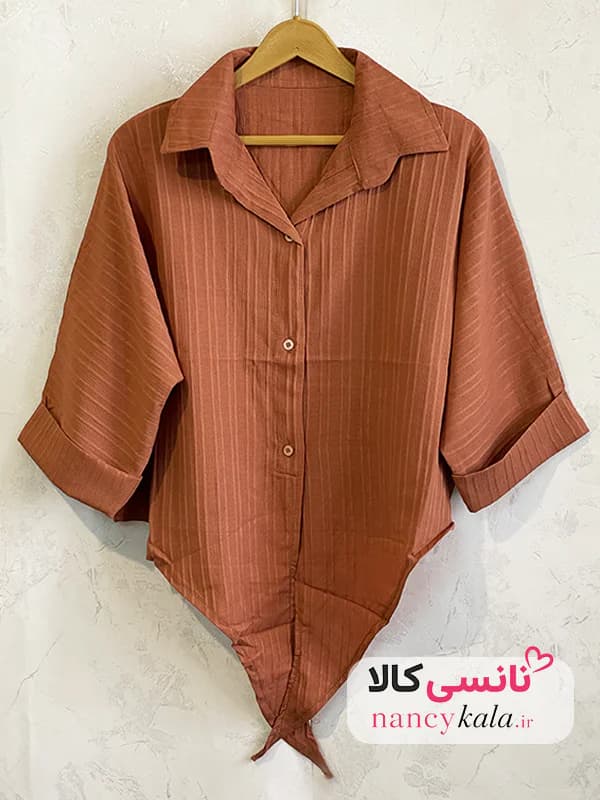 شومیز آیوا زنانه قهوه ای دارچینی فری سایز 36 تا 46 — تصویر ۸