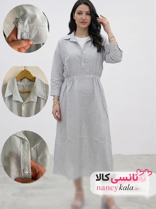 کفتان شیشه ای راه راه زنانه لطیف و خنک فری سایز 36 تا 46 — تصویر ۲