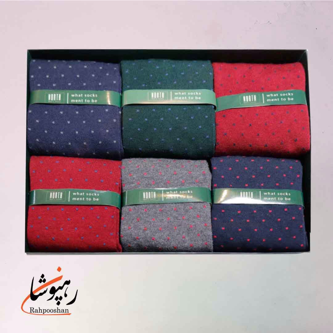 جوراب ساقدار خال خالی رنگی 6 رنگ NORTH نورث (پک 6 عددی)(312)
