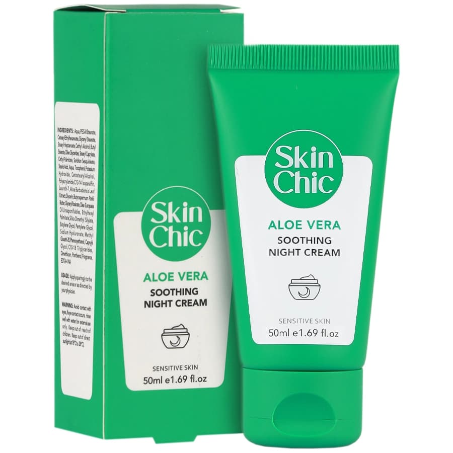 کرم مرطوب کننده شب آلوئه ورا پوست حساس اسکین شیک Aloe Vera Soothing Night Cream Skin Chic