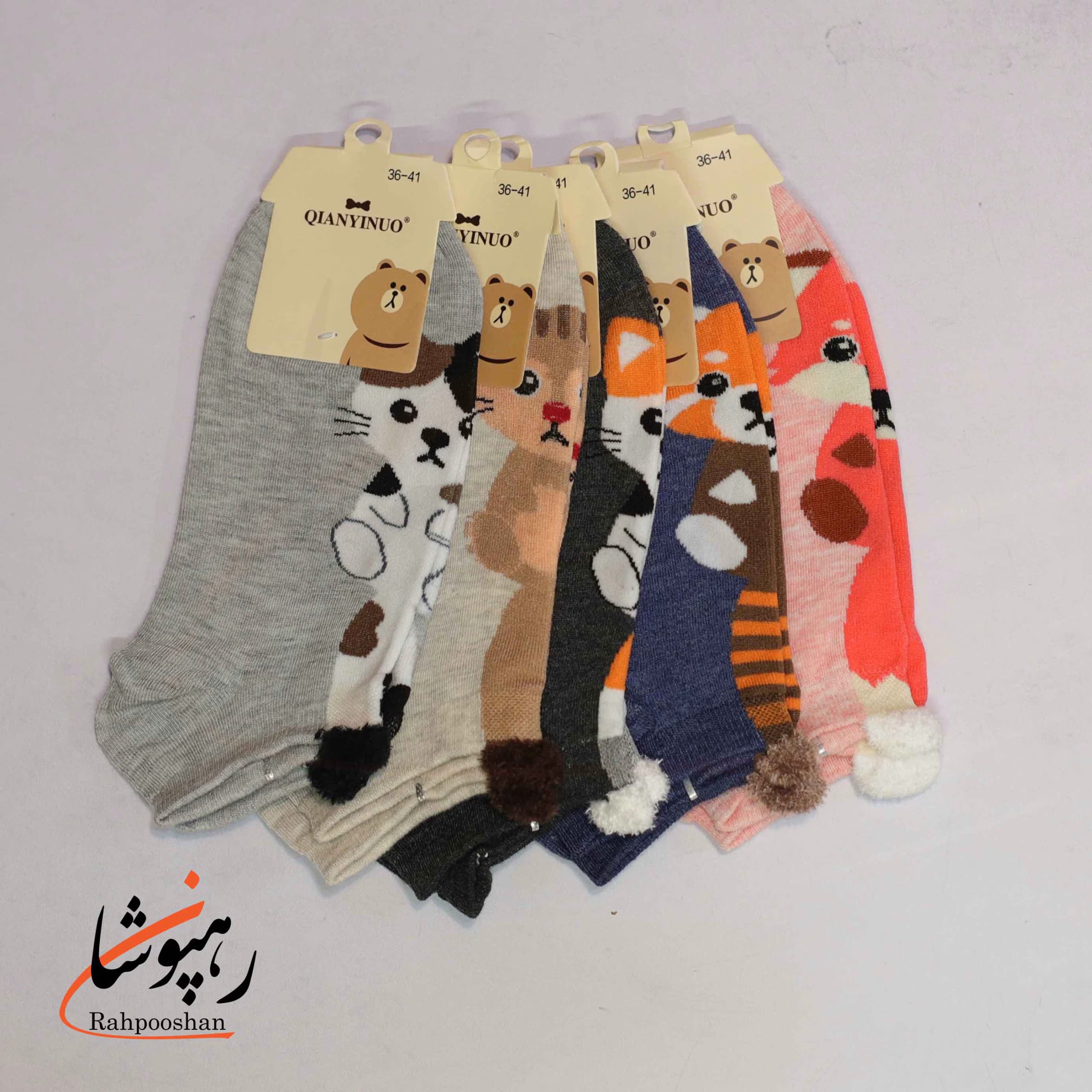 جوراب کفی (زیر قوزک) طرح حیوانات (10 عددی)