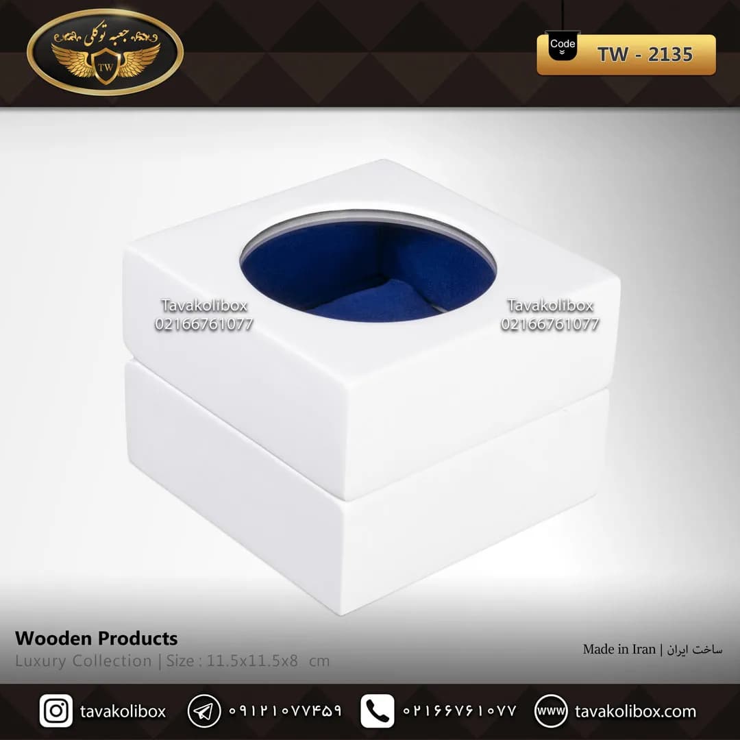 جعبه ساعت 1 خونه لوکس ذره بینی بالشتک معمولی رنگ سفید مدل : TW-2135