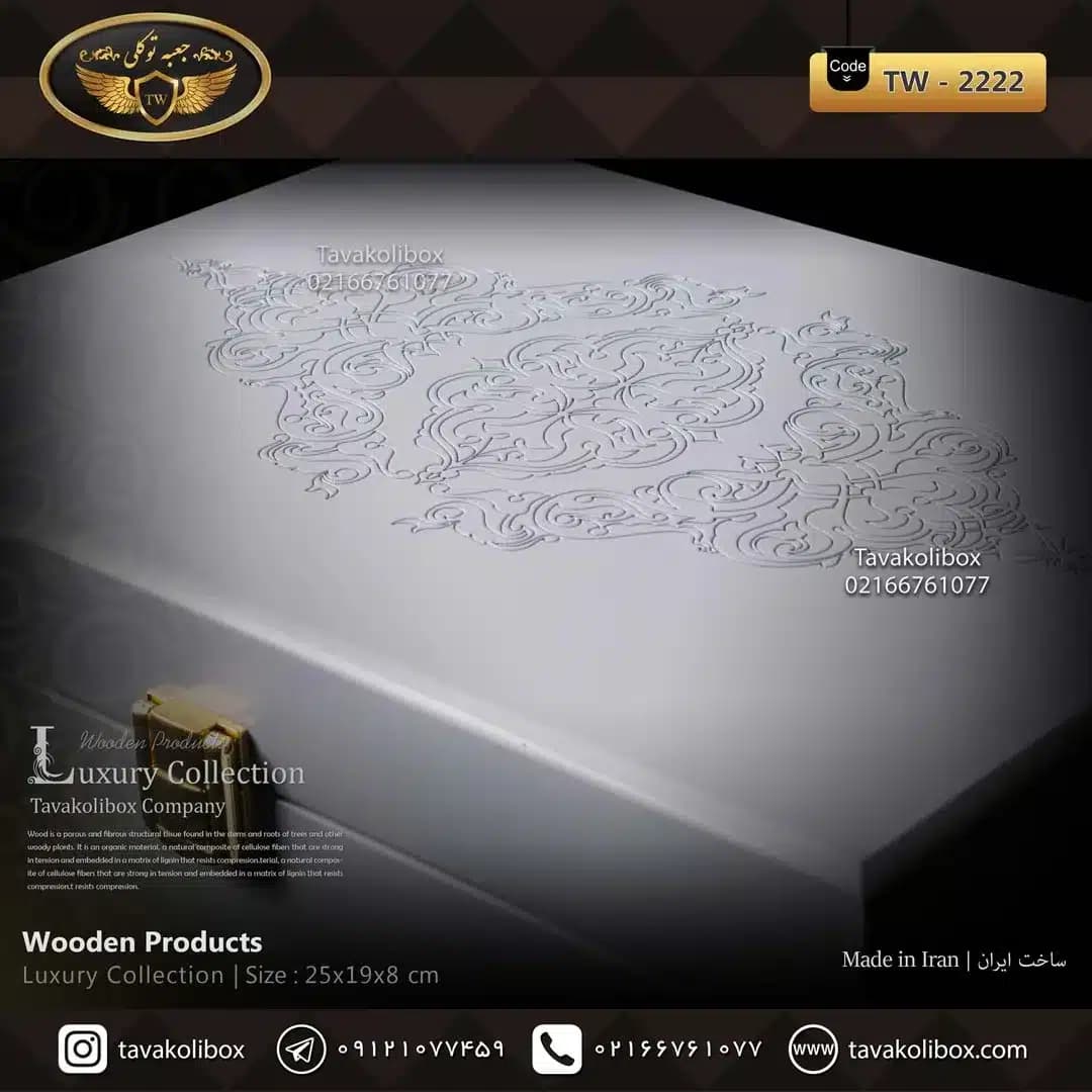جعبه ساعت 6 خونه بالشتک معمولی رنگ سفید-آبی مدل : TW-2222 — تصویر ۴