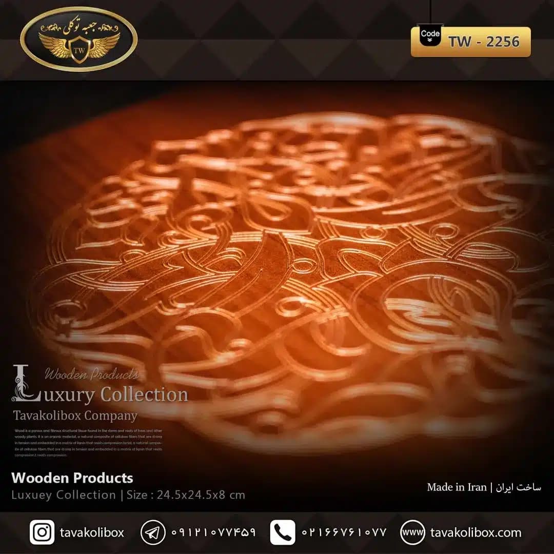 جعبه ساعت 9 خونه درب دار بالشتک معمولی چوب طبیعی رنگ قهوه ای مدل : TW-2256 — تصویر ۵