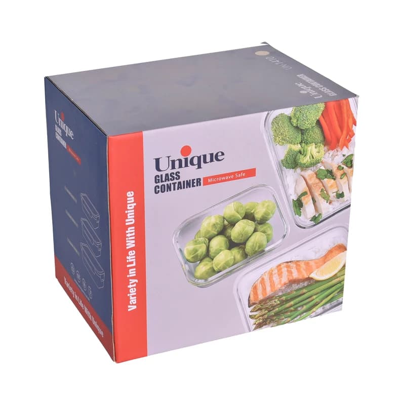 ظرف نگهدارنده با بدنه پیرکس یونیک مناسب برای قراردادن در مایکروویو کد 1410 مجموعه 3 عددی — تصویر ۶