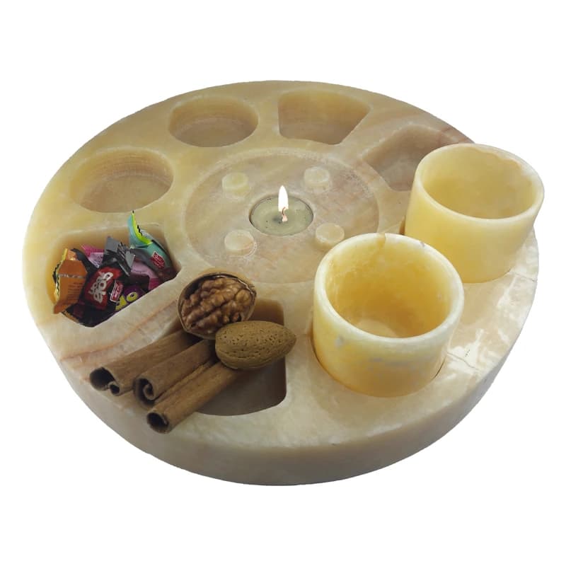 سینی سنگی سرو مزه وارمردار از سنگ مرمر پرتقالی کد222 — تصویر ۴