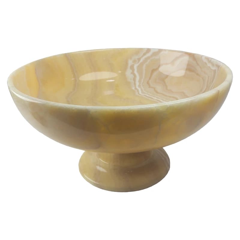 میوه خوری سنگی پایه دار از سنگ مرمر پرتقالی کد 129