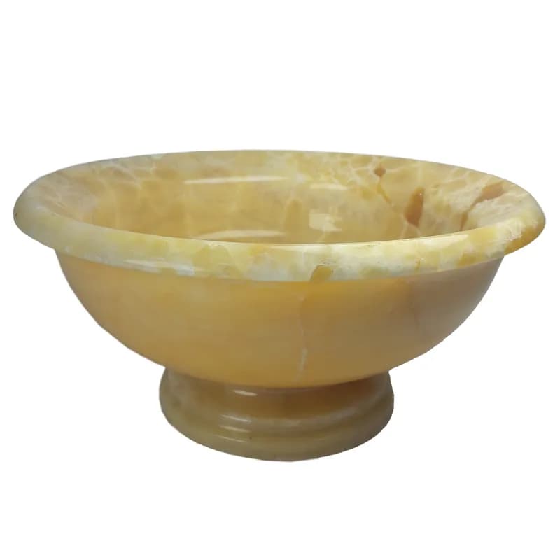 ظرف میوه خوری پایه دار سنگ مرمر پرتقالی کد 039