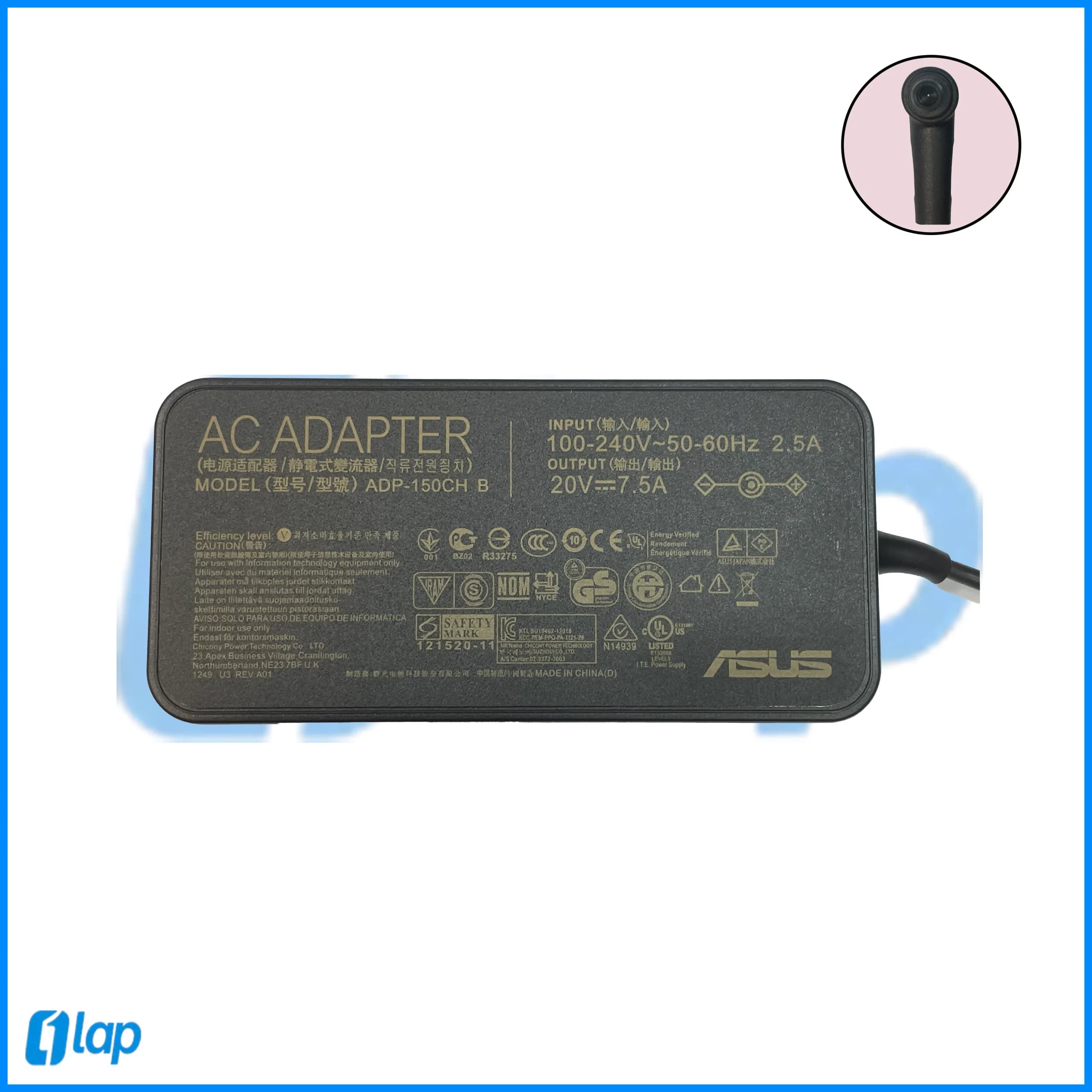 آداپتور و شارژر اورجینال لپتاپ ایسوس asus 20v-7.5A newpin نیوپین — تصویر ۲