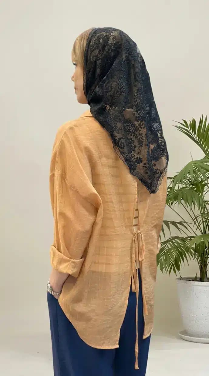شومیز شیشه ای مستر با تاپ پشت بندی — تصویر ۸