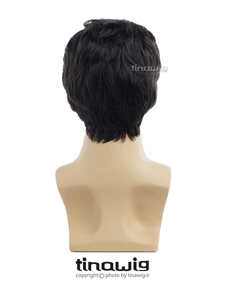 کلاه گیس مردانه کد105-black رنگ مشکی با موی مصنوعی — تصویر ۳