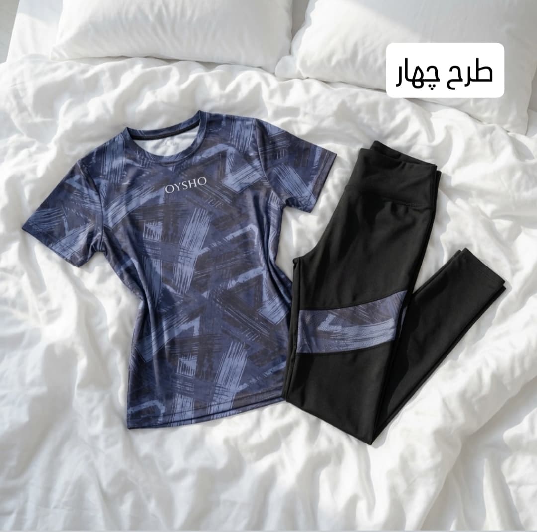 ست ورزشی زنانه سایز بزرگ تیشرت و لگ — تصویر ۲