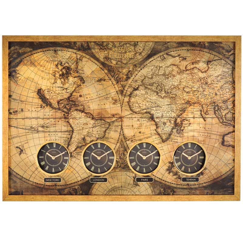 ساعت دیواری جهان نما لوتوس مدل ELRIO کد WT-90903 رنگ GOLD