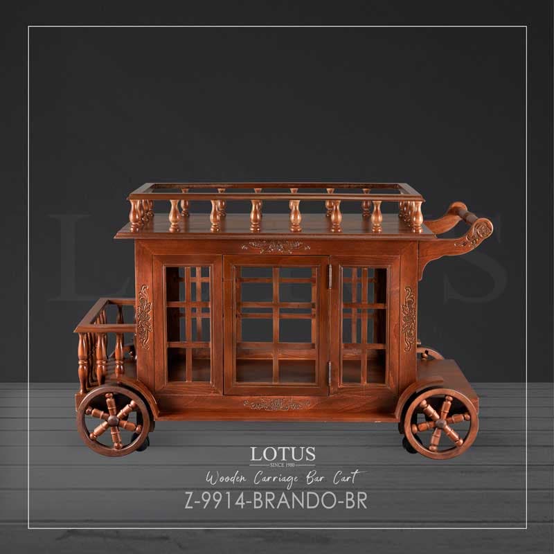 میز بار کالسکه چوبی مدل BRANDO کد Z-9914 رنگ BROWN — تصویر ۶