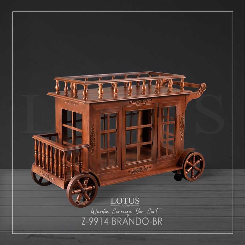 میز بار کالسکه چوبی مدل BRANDO کد Z-9914 رنگ BROWN — تصویر ۷
