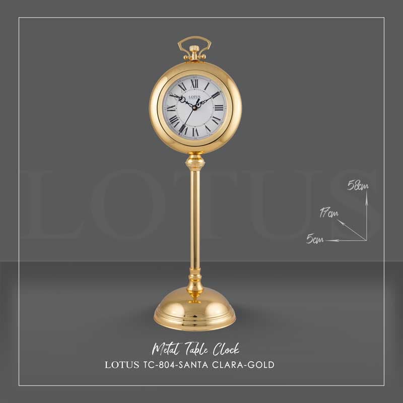 ساعت رومیزی فلزی SANTA CLARA کد TC-804 رنگ GOLD — تصویر ۳