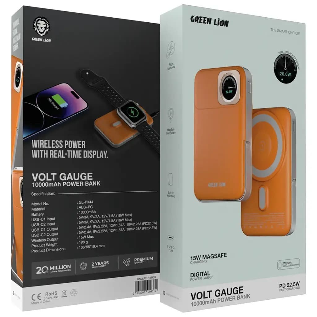 پاوربانک گرین لاین مدل Volt Gauge ظرفیت ۱۰۰۰۰ میلیآمپرساعت — تصویر ۲