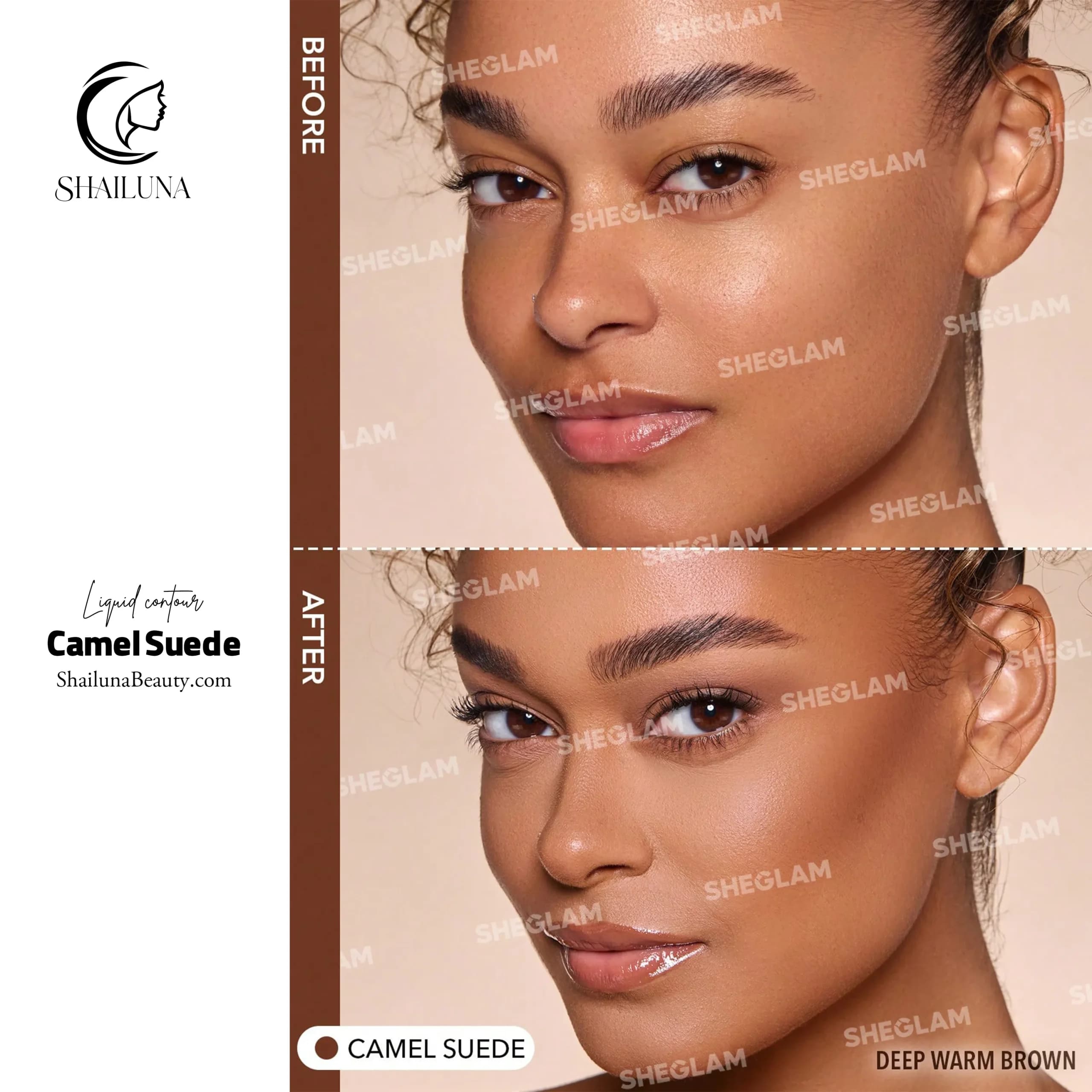 کانتور مایع شیگلم مدل Sheglam Camel Suede — تصویر ۲