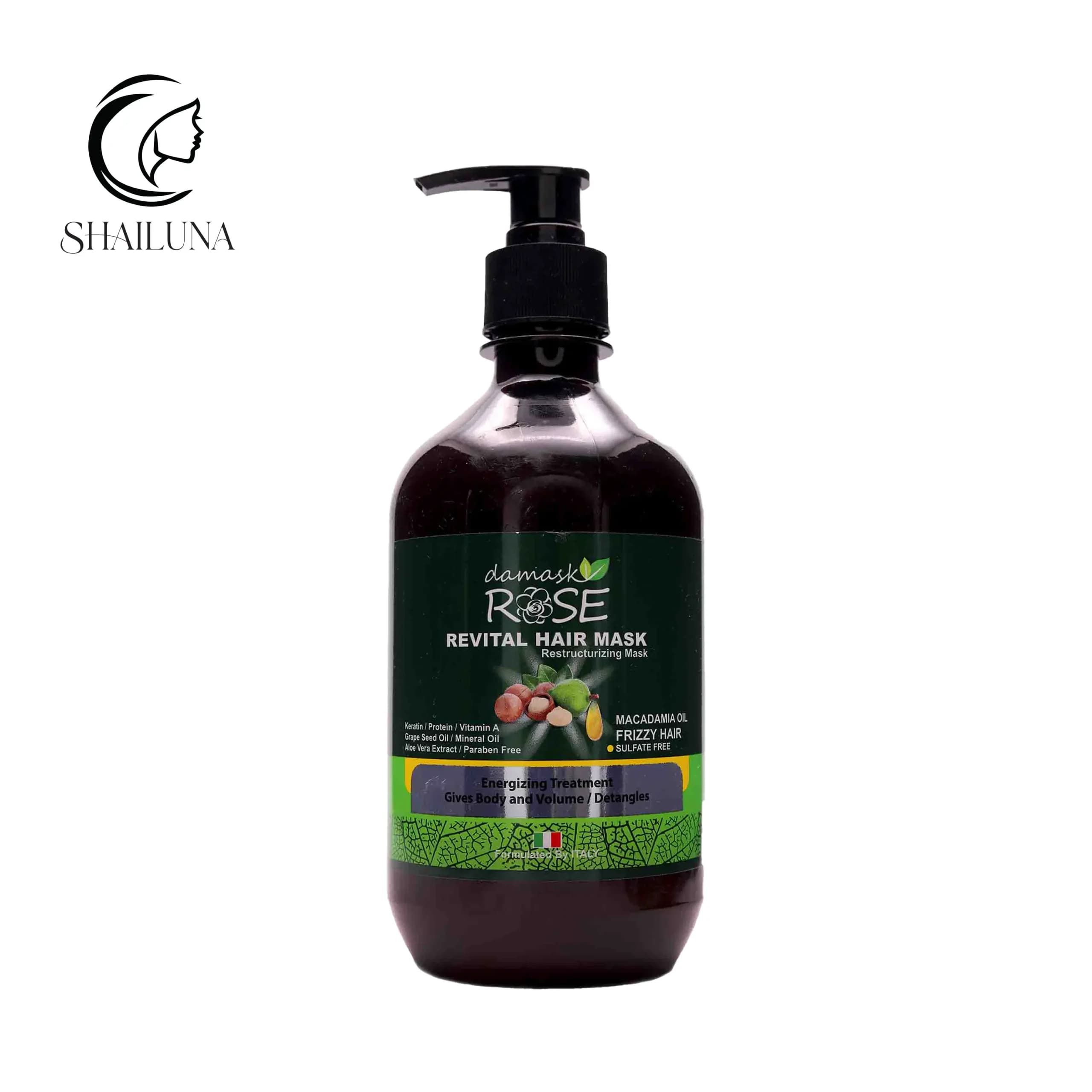 ماسک مو داخل حمام داماسک رز DAMASK ROSE مدل ماکادمیا مناسب موهای رنگ شده و وز -حجم 500 میلی لیتر