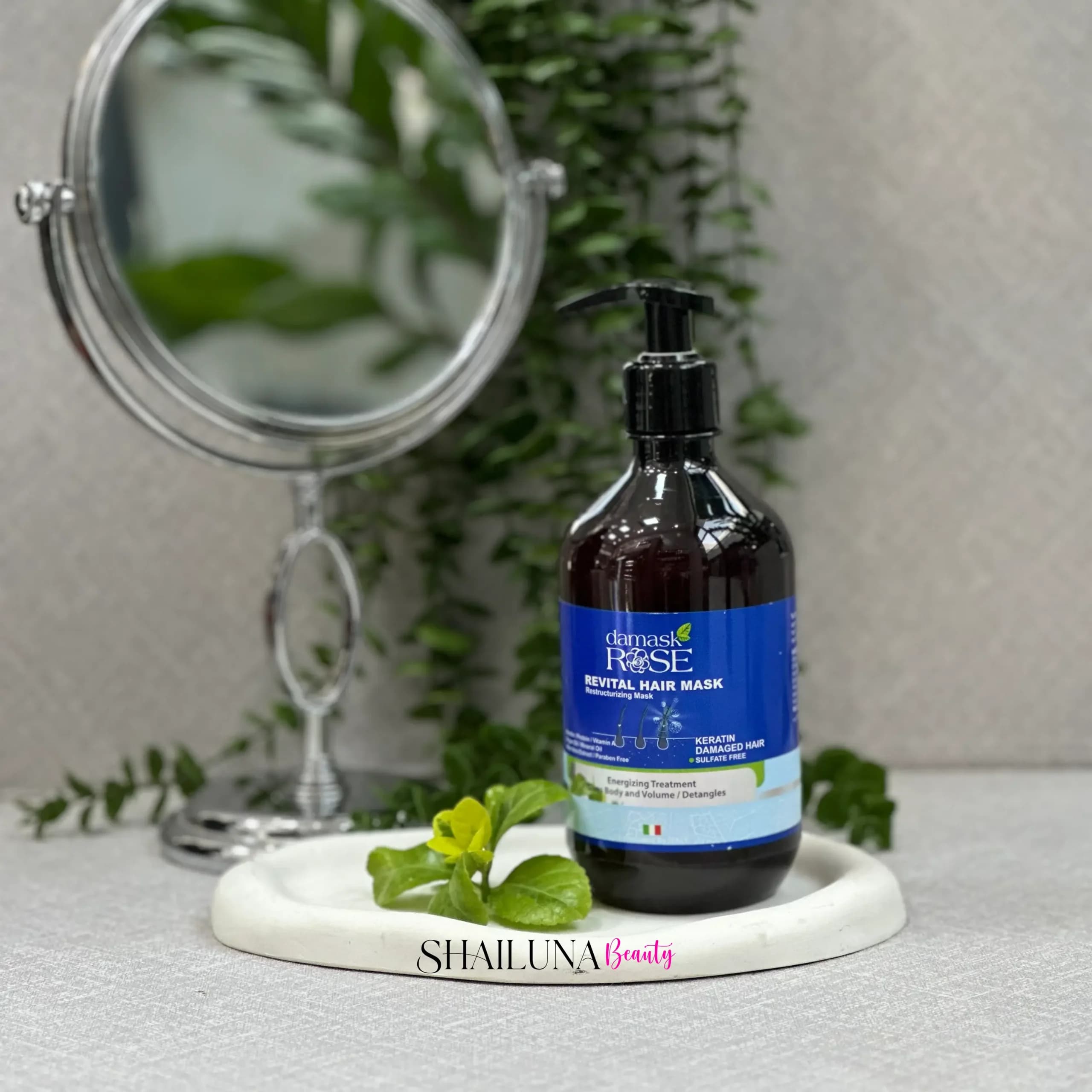 ماسک مو بدون آبکشی داماسک رز DAMASK ROSE مدل کراتینه مناسب موهای آسیبدیده و خشک – حجم 500 میلی لیتر — تصویر ۲