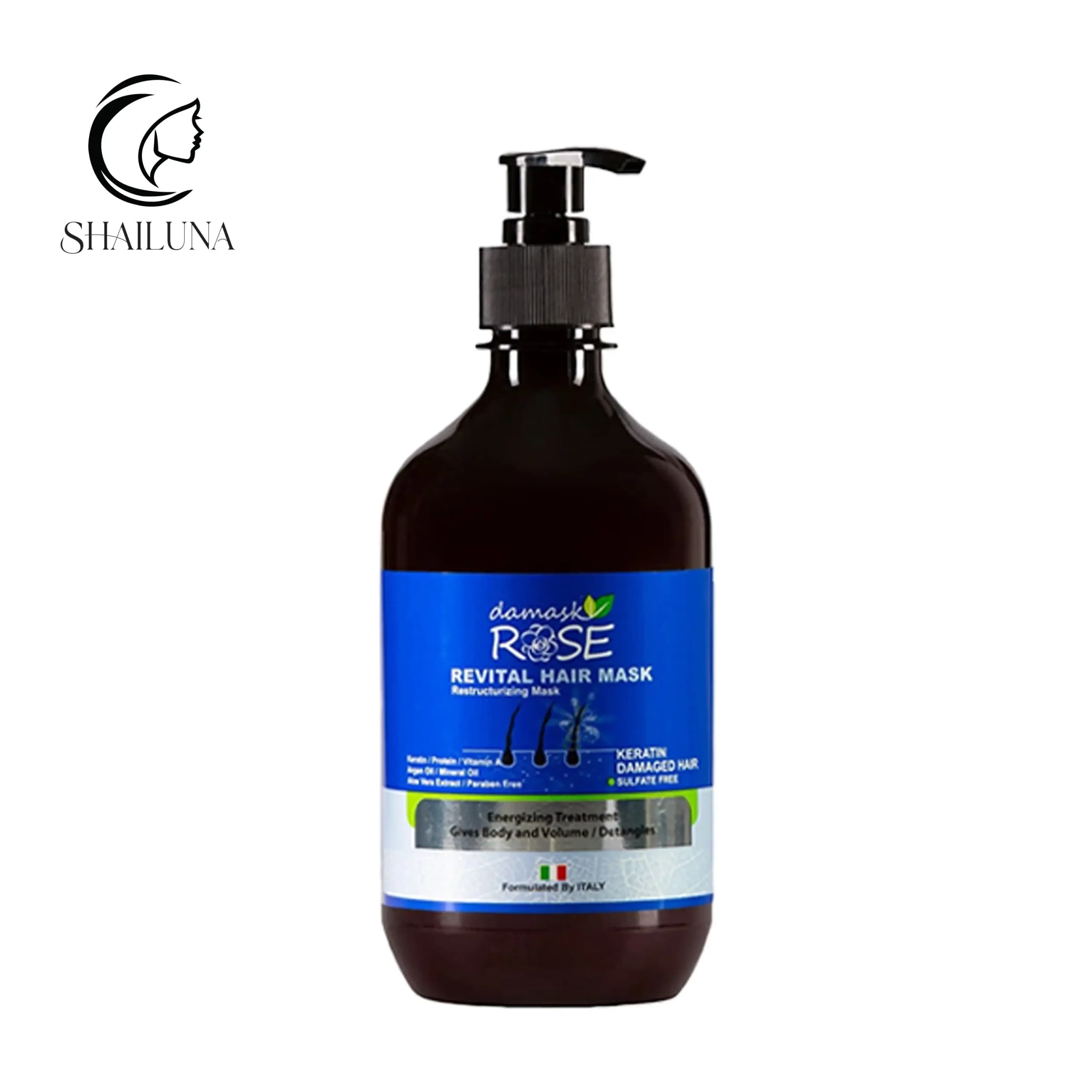 ماسک مو داخل حمام داماسک رز DAMASK ROSE مدل کراتینه مناسب موهای چرب و آسیب دیده – حجم 500 میلی لیتر
